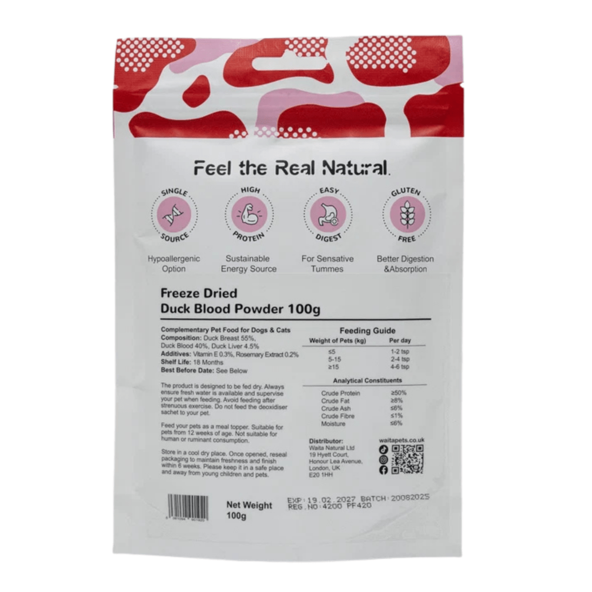 Waita Freeze Dried Duck Blood Powder 100g - House Of PDB
