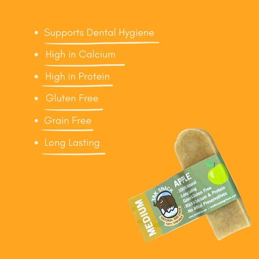 Medium apple yak snack dog treat with benefits; natural, gluten free, high protein by House Of PDB