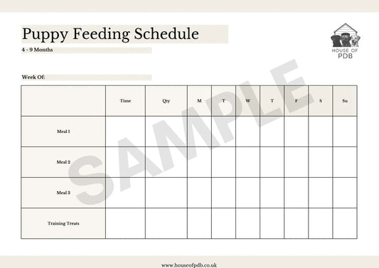 Puppy feeding schedule digital download - HOUSE OF PDB