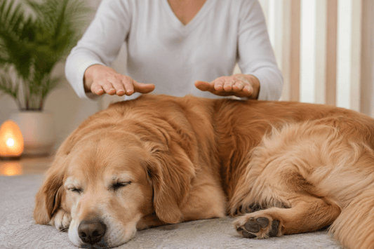 Dog healing with Reiki and supportive nutrition