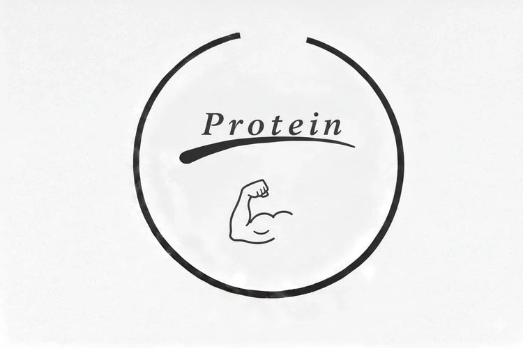 Protein icon with flexed arm, minimalist black and white, House Of PDB healthy pet treats