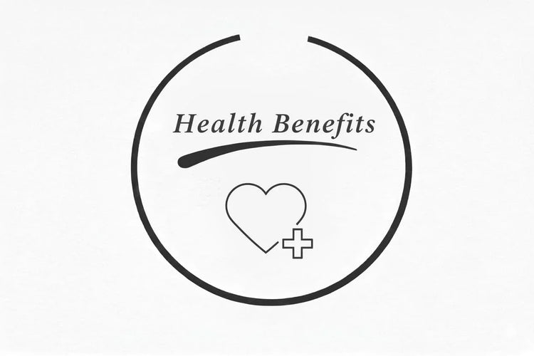 Health benefits icon with heart and medical cross, House Of PDB natural pet treats branding