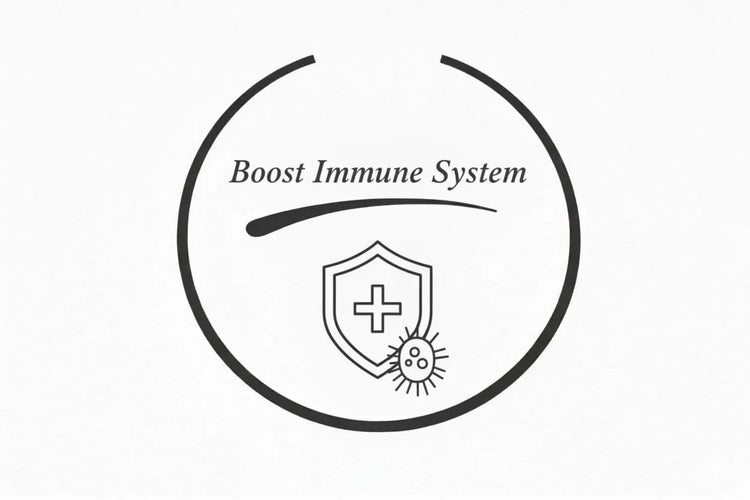 Boost Immune System icon with shield and germ, House Of PDB natural pet treats visual