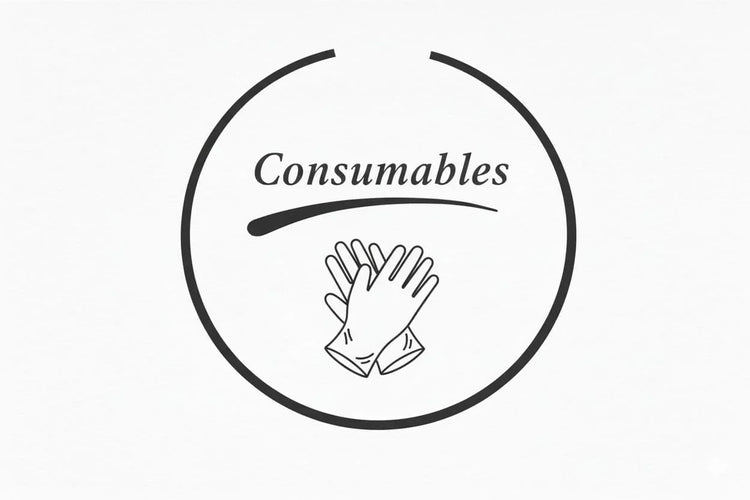 Consumables icon with two gloves inside a circle, House Of PDB pet supplies theme