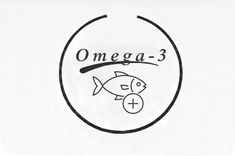 Omega-3 icon with fish drawing, promoting natural dog and cat treats at House Of PDB