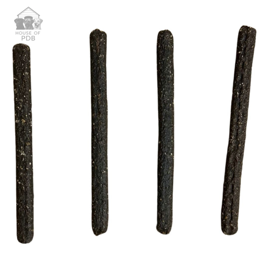 Chicken meaty sticks dog treats with house of pdb logo 
