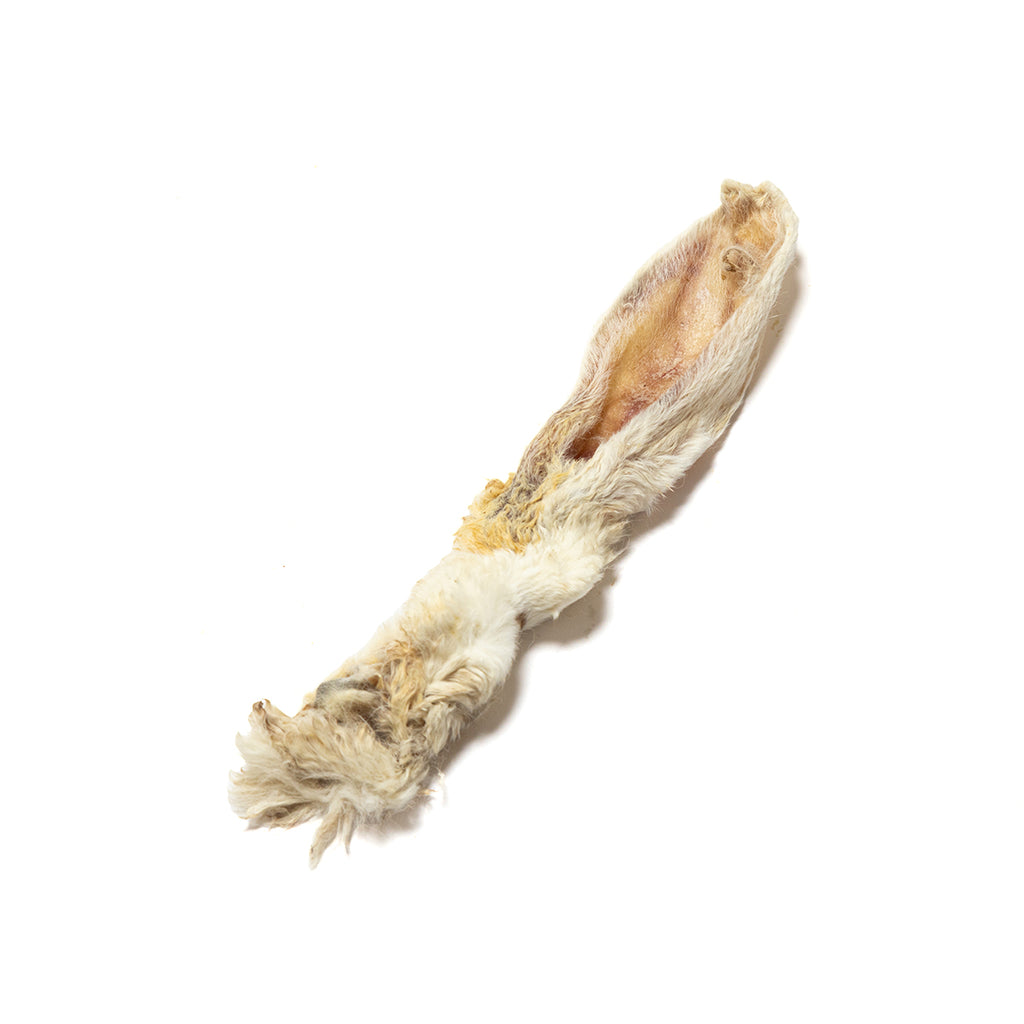 Natural hairy rabbit ear chew for dogs and cats