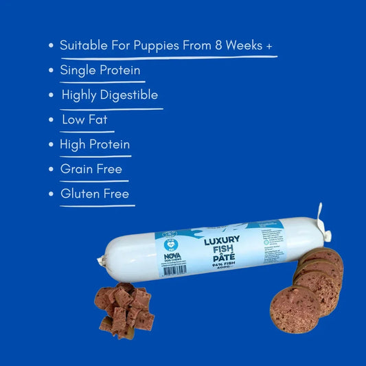 House Of PDB Luxury Fish Pate dog treat, single protein, grain free, suitable for puppies