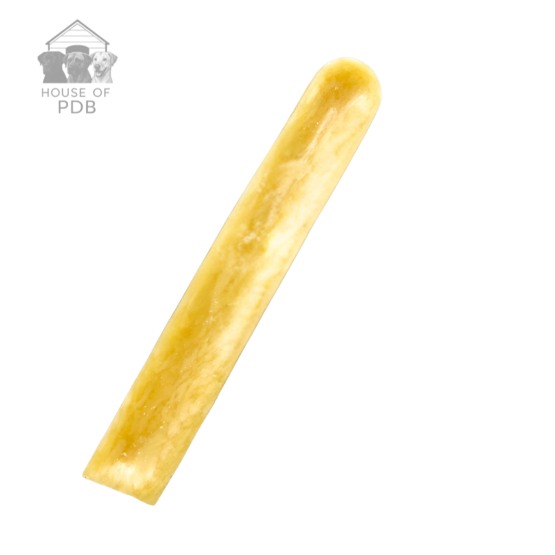 Plain Yak dog chew size puppy with company logo attached. 