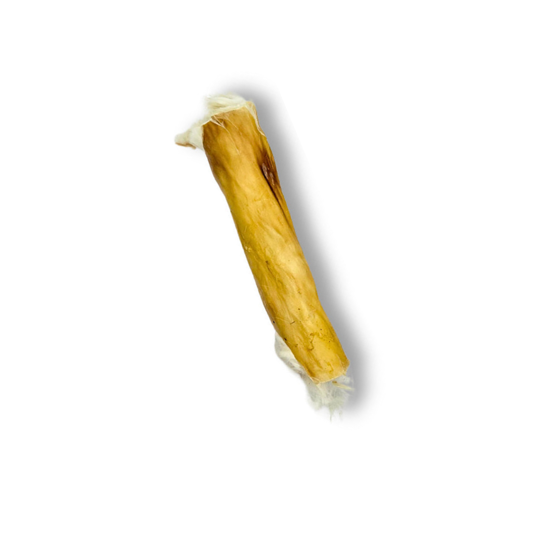 Natural Rabbit Skin Rolls dog chew on a white background 