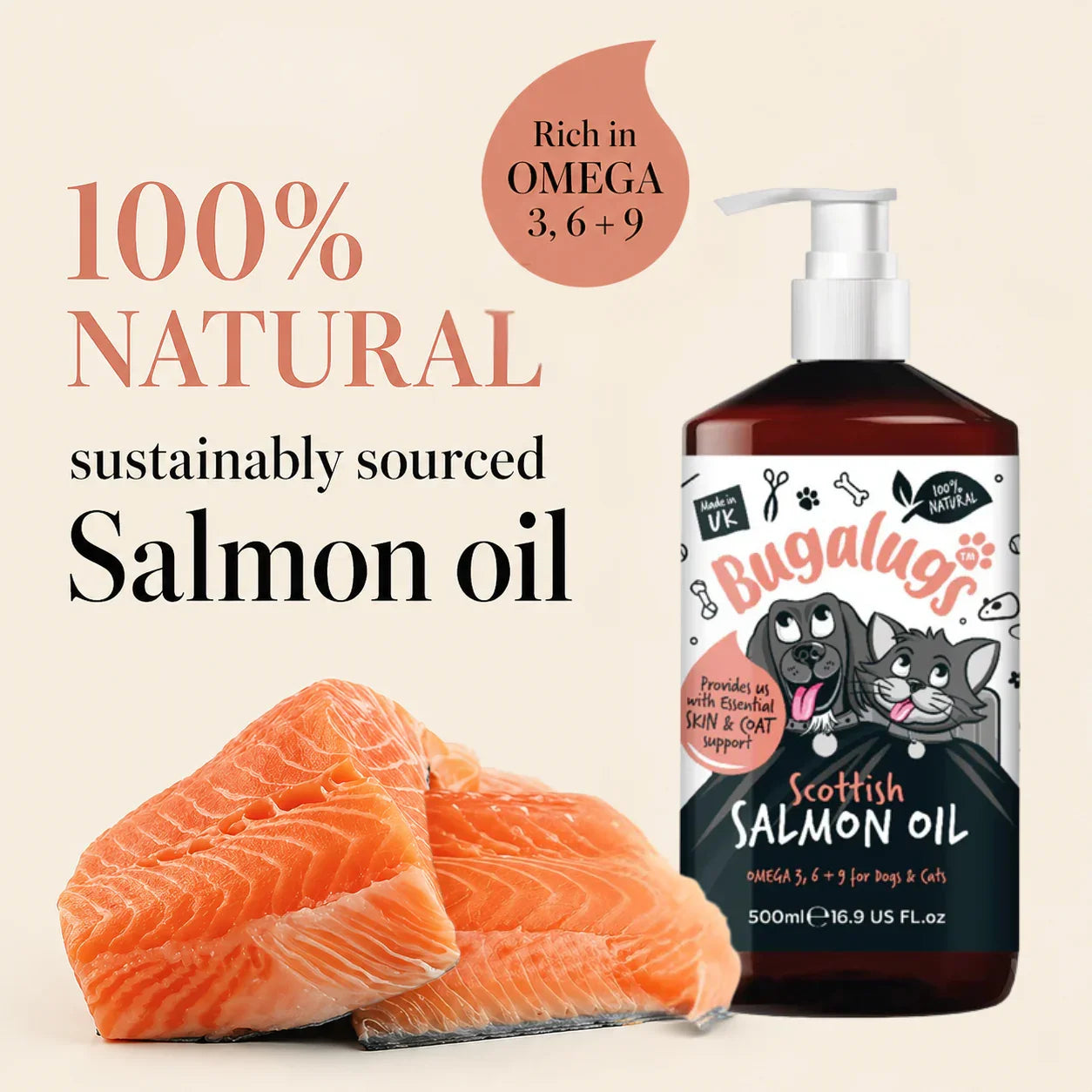Bugalugs Scottish Salmon Oil 500ml - House Of PDB