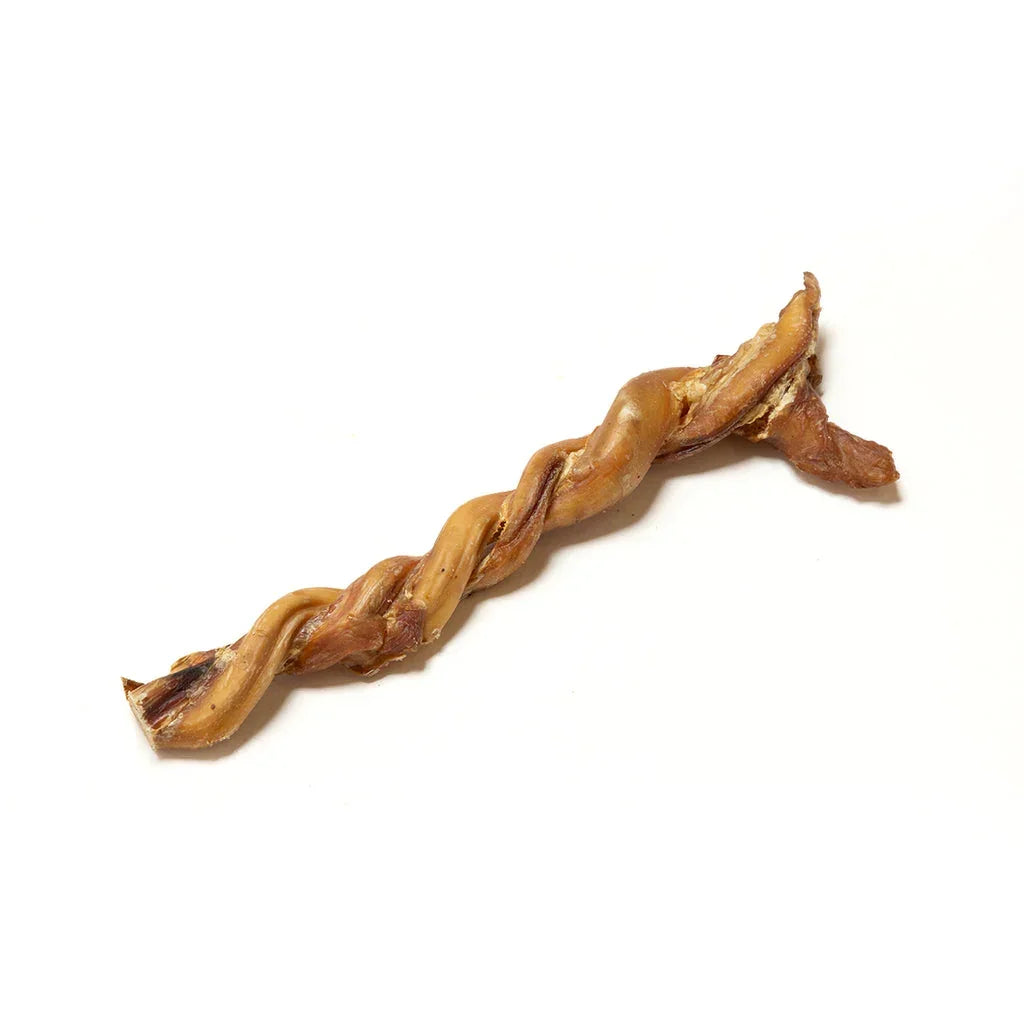 Twisted natural dog chew treat on white background, House Of PDB healthy pet snack