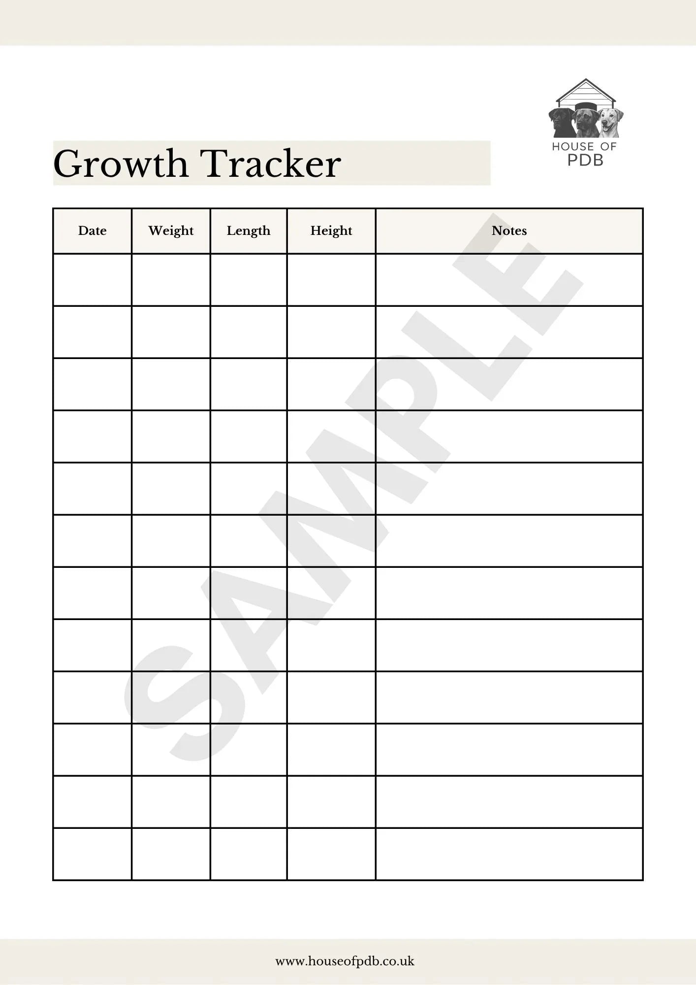 GROWTH TRACKER - DIGITAL DOWNLOAD
